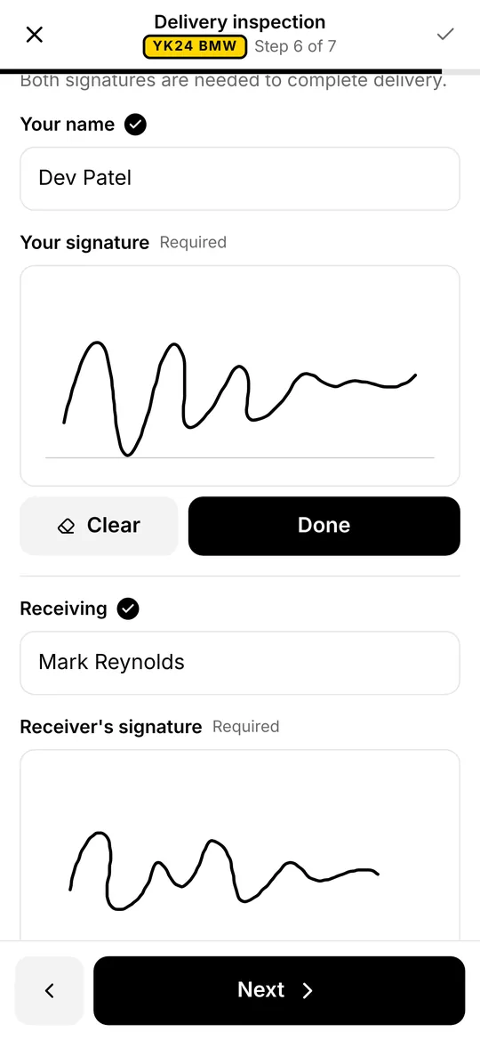 Sign-off step with driver and receiver signatures